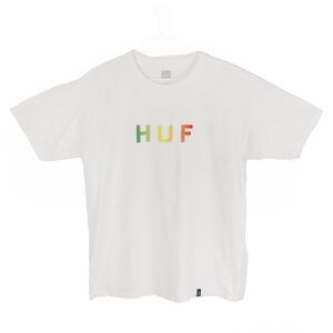 Vintage HUF Skateboard Graphic Print Logo White Short Sleeve Tshirt